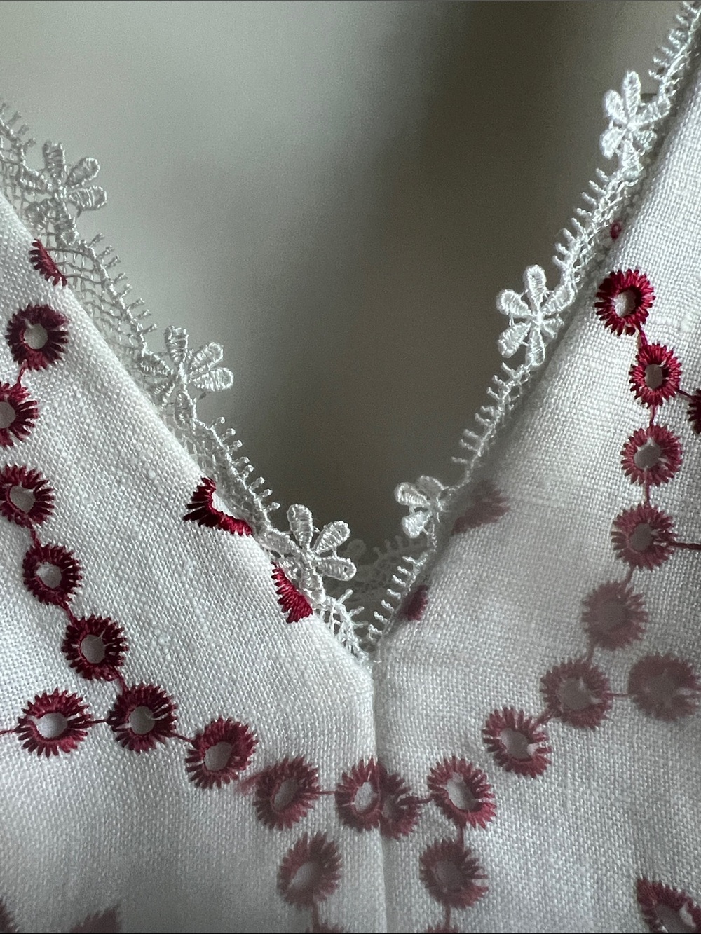 Alexis White Mini Sundress with Red Floral Embroidery - Picture 2 of 6
